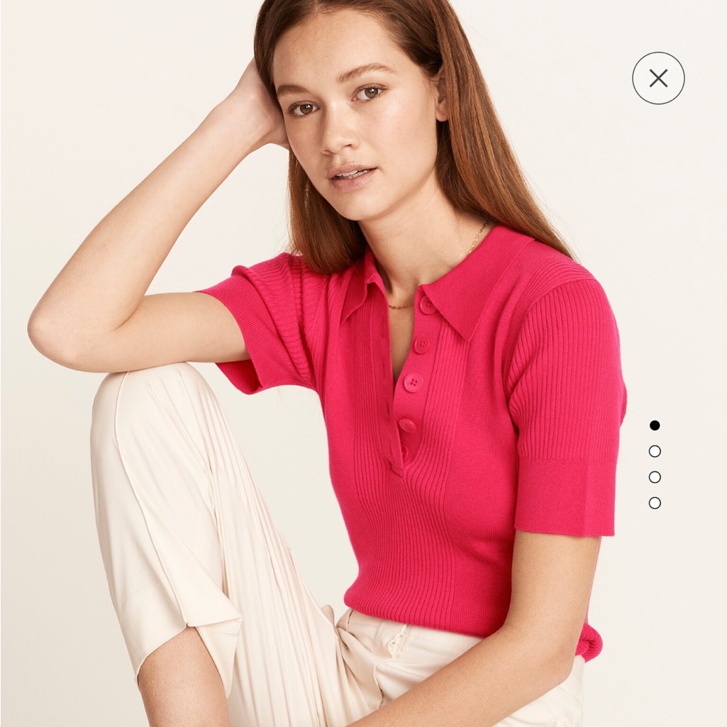 J.Crew Collared Short Sleeve Polo Sweater In Wild Hibiscus Medium